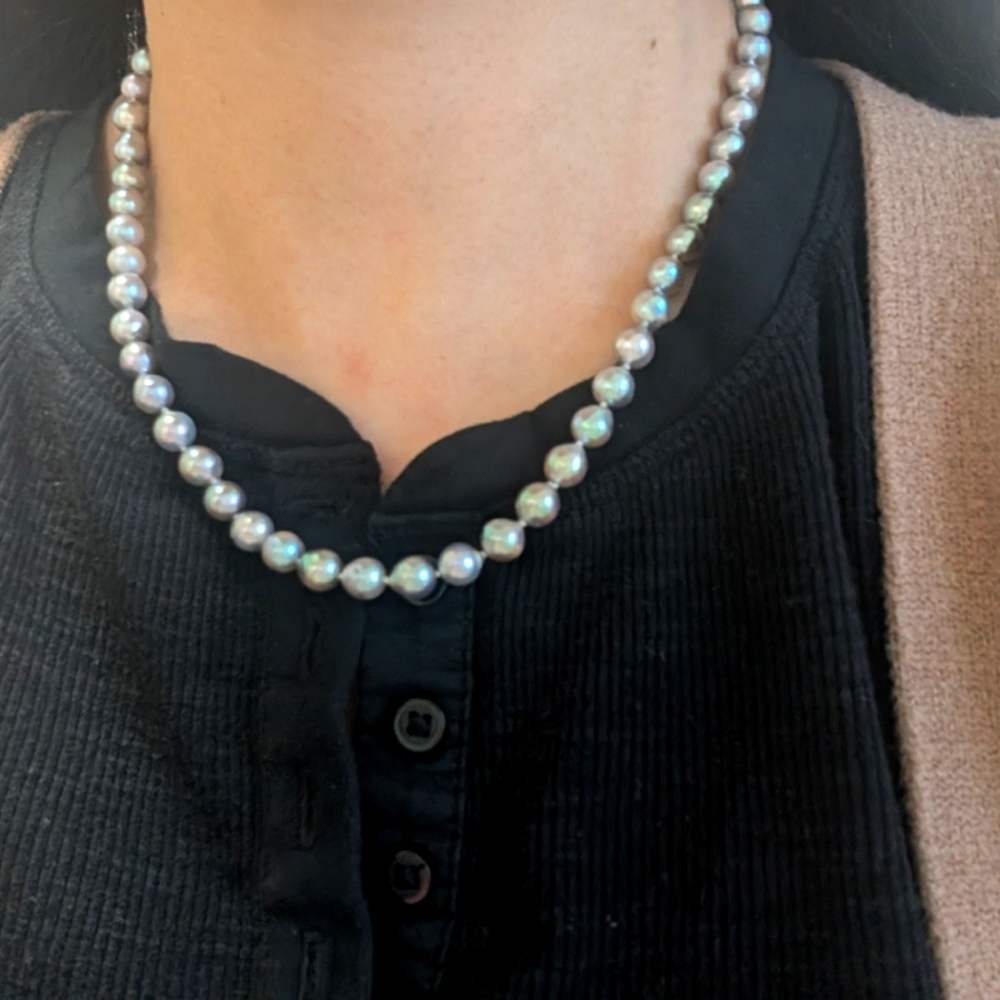 Akoya Silver Baroque Pearl Necklace